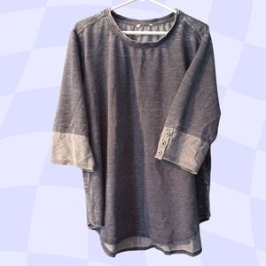 Gray 3/4 Sleeve Top with Button Detail